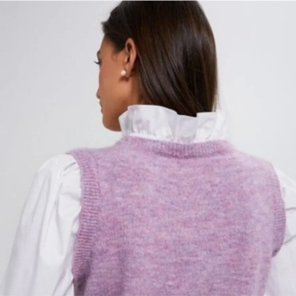 Tuckernuck NEW Lilac Purple Ella Wool Sweater Collared Long Sleeve Blouse Size M - Picture 4 of 8